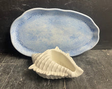 Load image into Gallery viewer, Cement Bee Watering Station | Butterfly Concrete Blue Puddler Dish w/Sea Shell Station | Nautical | Pollinator Garden | JLK