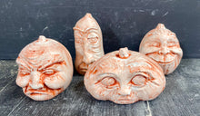 Load image into Gallery viewer, S/4 | Cement Pumpkins w/ Expressions | Concrete Face Pumpkins | HandMade | JLK