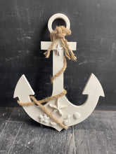 Load image into Gallery viewer, 12&quot; Cement Hanging Anchor w/attached Sea Shells | Nautical | Concrete Beach House decor | Handmade | JLK