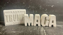 Load image into Gallery viewer, MAGA | TRUMP 2024 | Cement Letter | Concrete Block Sign | Handmade | JLK