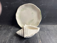 Load image into Gallery viewer, Cement Bee Watering Station | Butterfly Concrete Puddler Green edged Dish w/Sea Shell Station | Nautical | Pollinator Garden | JLK (Copy)