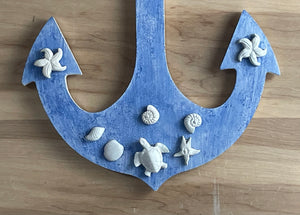 ANCHOR w/Shells | Cement | Concrete | Nautical | Ocean | HANDMADE | JLK