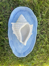 Load image into Gallery viewer, Cement Bee Watering Station | Butterfly Concrete Blue Puddler Dish w/Sea Shell Station | Nautical | Pollinator Garden | JLK