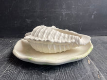 Load image into Gallery viewer, Cement Bee Watering Station | Butterfly Concrete Puddler Green edged Dish w/Sea Shell Station | Nautical | Pollinator Garden | JLK (Copy)