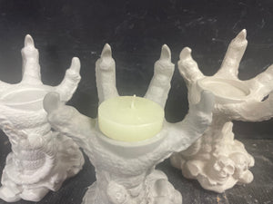 Cement SKELETON Hand Candle Holder | Halloween Concrete decor | HandMade | JLK