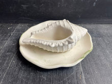 Load image into Gallery viewer, Cement Bee Watering Station | Butterfly Concrete Puddler Green edged Dish w/Sea Shell Station | Nautical | Pollinator Garden | JLK (Copy)