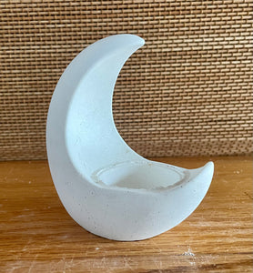 S/2 | Cement Candle Holder | Concrete Air Plant Holder |  Tea Light | Minimalist decor | Crescent Moon | Handmade | JLK