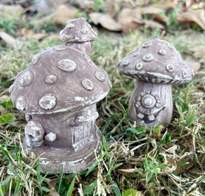 S/2 HALLOWEEN Cement Mushrooms | Concrete Shrooms | HANDMADE | JLK