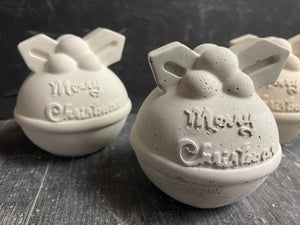 S/2 Cement Merry Christmas Bulb | Concrete Winter decor | HandMade | JLK