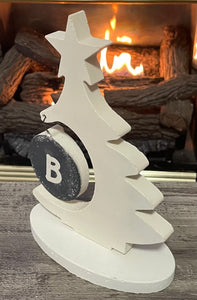 Cement Christmas Tree w/Hanging Bulb | PERSONALIZED | Concrete Winter Decor | HandMade | JLK