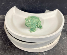 Load image into Gallery viewer, Moon Shaped BEE Watering Station with FROG | Sealed Cement Butterfly Puddler Dish | Pollinator Garden | HandMade | JLK