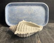 Load image into Gallery viewer, Cement Bee Watering Station | Butterfly Concrete Blue Puddler Dish w/Sea Shell Station | Nautical | Pollinator Garden | JLK