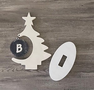 Cement Christmas Tree w/Hanging Bulb | PERSONALIZED | Concrete Winter Decor | HandMade | JLK