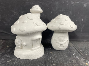 S/2 HALLOWEEN Cement Mushrooms | Concrete Shrooms | HANDMADE | JLK