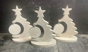 Cement Christmas Tree w/Bulb | Concrete Winter decor | HandMade | JLK