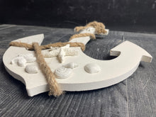 Load image into Gallery viewer, 12&quot; Cement Hanging Anchor w/attached Sea Shells | Nautical | Concrete Beach House decor | Handmade | JLK