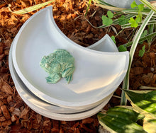 Load image into Gallery viewer, Moon Shaped BEE Watering Station with FROG | Sealed Cement Butterfly Puddler Dish | Pollinator Garden | HandMade | JLK