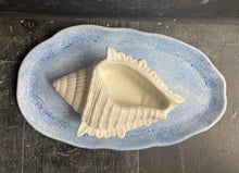 Load image into Gallery viewer, Cement Bee Watering Station | Butterfly Concrete Blue Puddler Dish w/Sea Shell Station | Nautical | Pollinator Garden | JLK