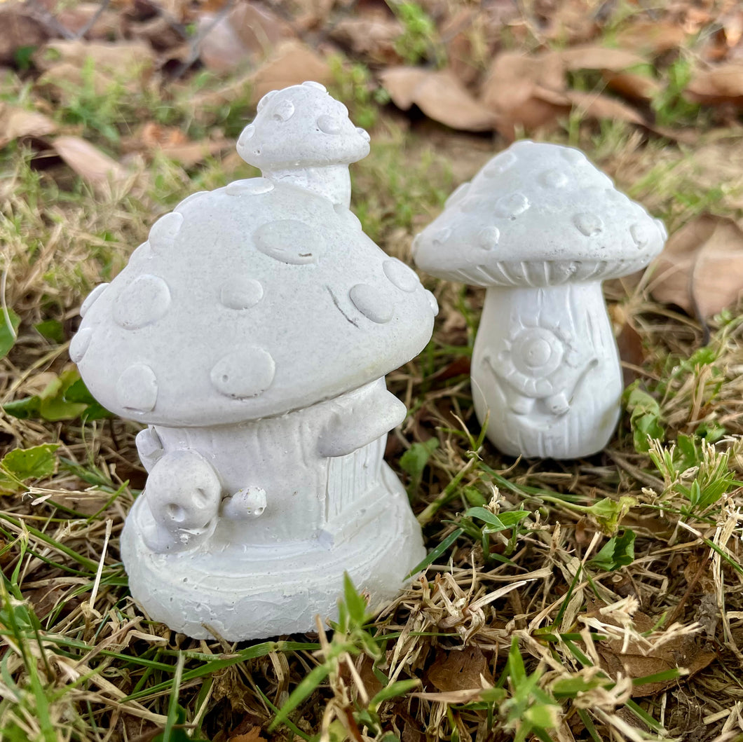 S/2 HALLOWEEN Cement Mushrooms | Concrete Shrooms | HANDMADE | JLK