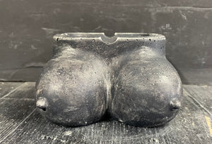 Cement Booby BLACK ASHTRAY | Concrete Boobies |  Smudge Stick Holder | Smoking | Weed | Pot | Cigar | Marijuana | Gift for Him | JLK