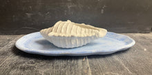 Load image into Gallery viewer, Cement Bee Watering Station | Butterfly Concrete Blue Puddler Dish w/Sea Shell Station | Nautical | Pollinator Garden | JLK