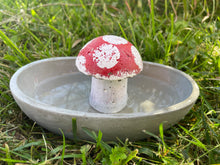 Load image into Gallery viewer, 6.5&quot;L | Cement Bee Watering Station | Butterfly Concrete Puddler Oval Dish w/MUSHROOM Station | Pollinator Garden | JLK