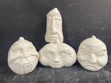 Load image into Gallery viewer, S/4 | Cement Pumpkins w/ Expressions | Concrete Face Pumpkins | 3 COLOR Options | HandMade | JLK