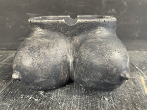 Cement Booby BLACK ASHTRAY | Concrete Boobies |  Smudge Stick Holder | Smoking | Weed | Pot | Cigar | Marijuana | Gift for Him | JLK