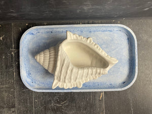 Cement Bee Watering Station | Butterfly Concrete Blue Puddler Dish w/Sea Shell Station | Nautical | Pollinator Garden | JLK