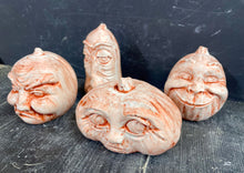 Load image into Gallery viewer, S/4 | Cement Pumpkins w/ Expressions | Concrete Face Pumpkins | HandMade | JLK