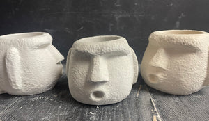 Cement Easter Island Moai Planter | Concrete Candle Holder Dish | Container | 3 Color Options | HANDMADE | JLK