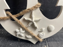 Load image into Gallery viewer, 12&quot; Cement Hanging Anchor w/attached Sea Shells | Nautical | Concrete Beach House decor | Handmade | JLK