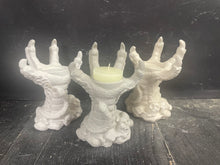 Load image into Gallery viewer, Cement SKELETON Hand Candle Holder | Halloween Concrete decor | HandMade | JLK