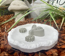 Load image into Gallery viewer, 8&quot; Cement Bee Watering Station | Butterfly Concrete Puddler Dish | Pollinator Garden | Sealed | Handmade |  Base w/ 3 Stations | JLK