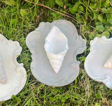 Cement Bee Watering Station | Butterfly Concrete Puddler Dish w/Sea Shell Station | Nautical | Pollinator Garden | JLK