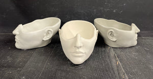 Cement Lady Face| Concrete | Candle Holder Dish | Planter Vessel |  3 Color Options | HANDMADE | JLK