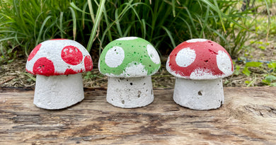 S/3 Cement Mushrooms from Mario, Hypertufa, Cement, Super Power, Gift for Gamers,