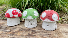 Load image into Gallery viewer, S/3 Cement Mushrooms from Mario, Hypertufa, Cement, Super Power, Gift for Gamers,