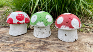 S/3 Cement Mushrooms from Mario, Hypertufa, Cement, Super Power, Gift for Gamers,