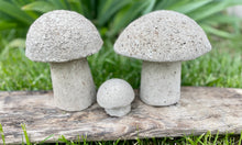 Load image into Gallery viewer, S/3 Cement Mushrooms, Hypertufa Rustic Handmade Shrooms, Lightweight Concrete, Yard Art, Toadstool, JLK