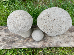 S/3 Cement Mushrooms, Hypertufa Rustic Handmade Shrooms, Lightweight Concrete, Yard Art, Toadstool, JLK