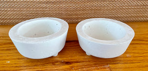 S/2 White Cement Planters w/legs | Concrete Round Pots | Great for Small Areas | Sealant Option | HANDMADE | JLK