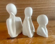 Load image into Gallery viewer, S/3 Family Statues, White Cement Air Plant holders, Thinker, Love, Handmade Modern Urban Shelf decor, Round Riser