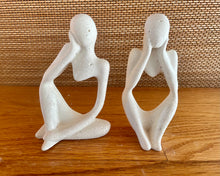 Load image into Gallery viewer, Thinking Couple Statues, White Cement Air Plant holders, Thinker, Love, Handmade Modern Urban Shelf decor, ADD a Statue option