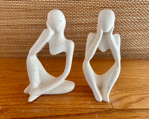 Thinking Couple Statues, White Cement Air Plant holders, Thinker, Love, Handmade Modern Urban Shelf decor, ADD a Statue option