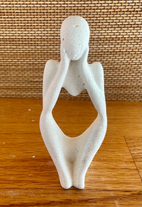 Thinking Couple Statues, White Cement Air Plant holders, Thinker, Love, Handmade Modern Urban Shelf decor, ADD a Statue option