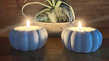 Load image into Gallery viewer, S/3 White Cement Pumpkins, Air plant holders, Concrete Pumpkin w/lid, Autumn Shelf decor, Fall table top decor, JLK