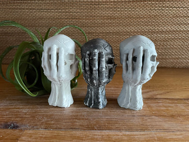 Cement Skull in Hand | 4 inch | HANDMADE | JLK