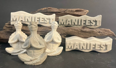 Yogi TURTLE | MANIFEST Word Art | Zen | Cement | HandMade | JLK