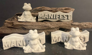 Yogi FROG | MANIFEST Word Art | Zen | Cement | HandMade | JLK